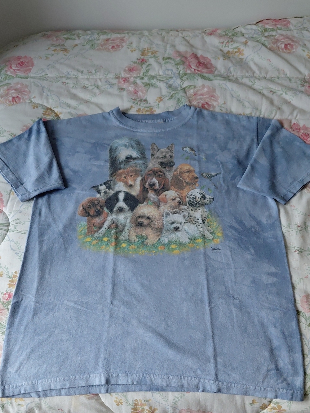Vintage Dog Puppies Light Blue Graphic Tee by The Mountain brand